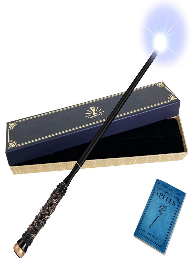 ChampWe Light Up Magic Wizard Wand Rechargeable Illuminating Toy for Kids Witch Collection Cosplay Accessories with Spellbook and Gift Box (Foliage) - Image 1
